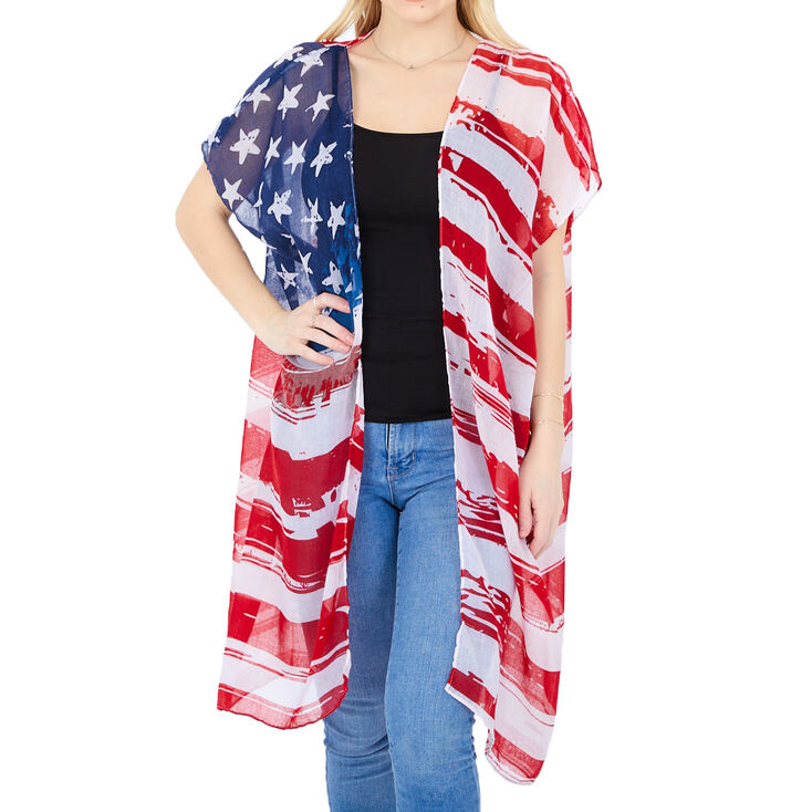American Flag Sheer Kimono,