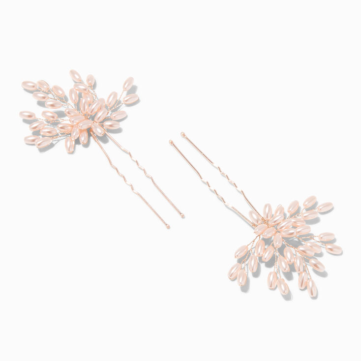 Blush Pink Pearl Floral Spray Hair Pins - 2 Pack,