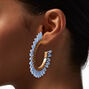 Pale Blue Raffia 30MM Hoop Earrings,