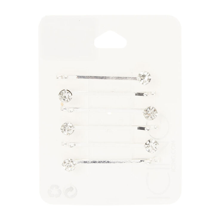 Silver Rhinestone Bobby Pins Set Of 6 Icing Us