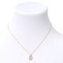 Gold Half Stone Initial Pendant Necklace - D,