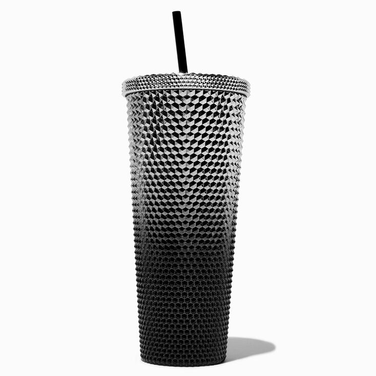 Silver &amp; Black Ombre Studded Tumbler,