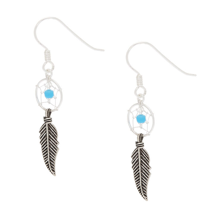 Sterling Silver Dreamcatcher Drop Earrings,