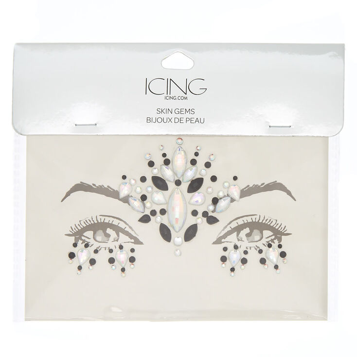 Black & Silver Forehead Skin Gems,
