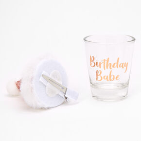 Birthday Babe Shot Glass &amp; Party Hat Hair Clip Set - 2 Pack,