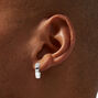 Silver 15MM Flat Huggie Hoop Earrings,