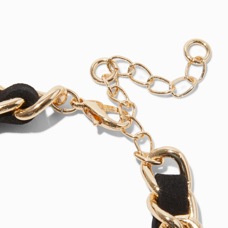 Black Cord Gold-Tone Woven Bracelet ,