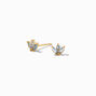 ICING Select 18k Yellow Gold Plated Aqua Cubic Zirconia Petal Stud Earrings,