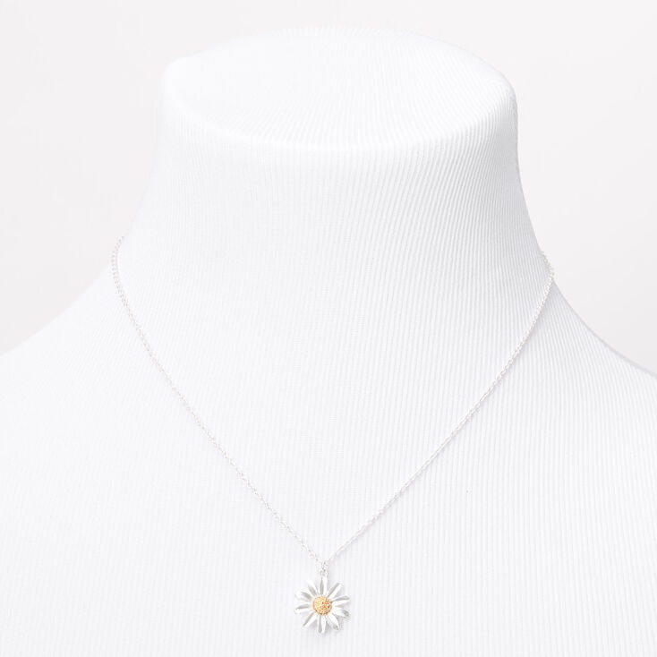 Silver Dainty Daisy Pendant Necklace,