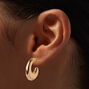 Gold-tone Comma Huggie Hoop Earrings ,