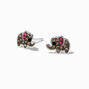 Sterling Silver Crystal Elephant Stud Earrings,