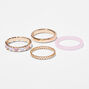 Pink Hearts Gold Woven Rings Set - 4 Pack,