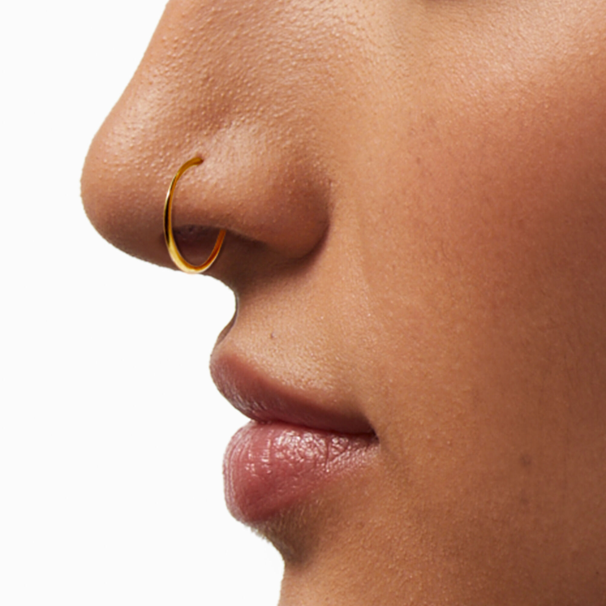 Gold Sterling Silver 22G Ball Baguette Crystal Nose Stud Hoop 3 Pack Icing US