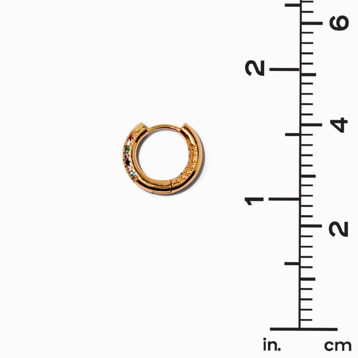 ICING Select 18k Yellow Gold Plated Rainbow Cubic Zirconia 12MM Hoop Earrings,