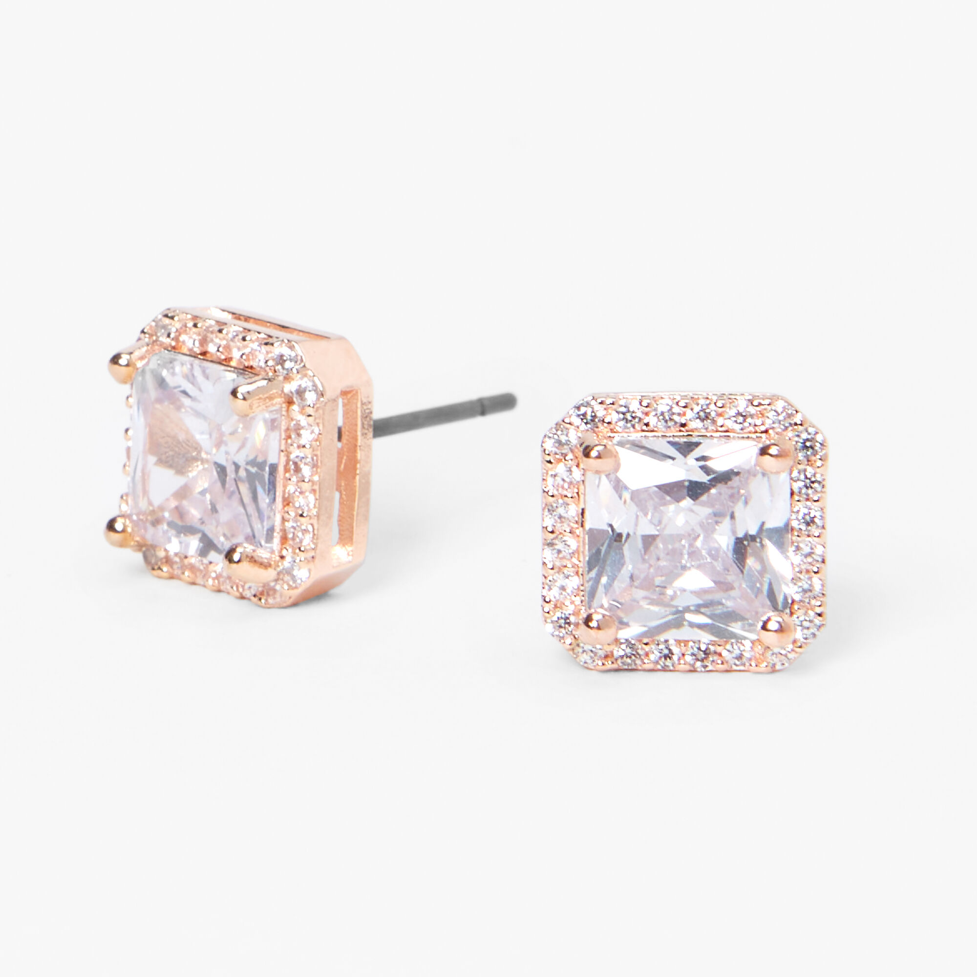 Rose gold square shop stud earrings