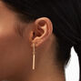 Gold 2&quot; Embellished Bar Clip-On Drop Earrings,