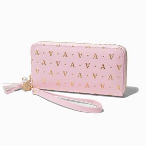 Golden Initial Wristlet Wallet - A,