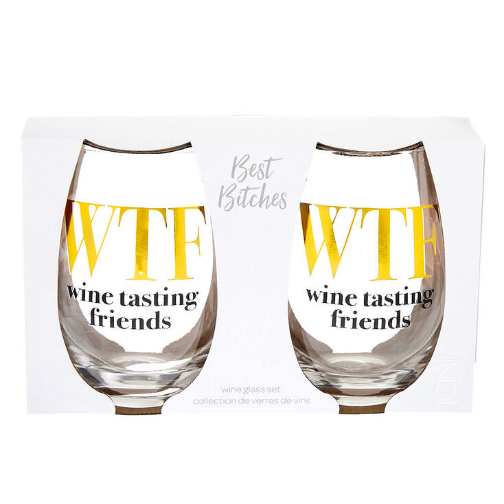 WTF Wine Tasting Friends Wine Glass Set - 2 Pack,