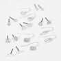 Silver Hearts Stud And Drop Earrings - 9 Pack,