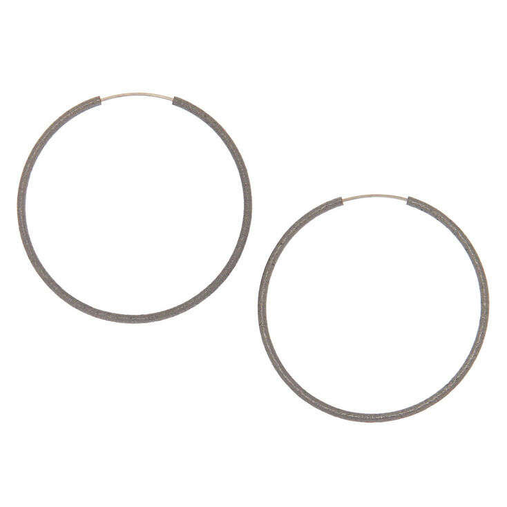 Hematite Hoop Earrings - 40MM,