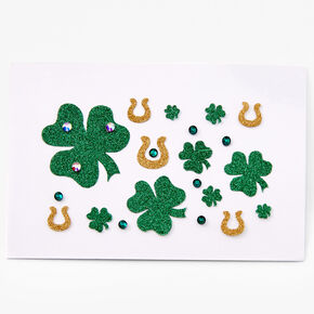 St. Patrick&#39;s Day Green Shamrocks &amp; Horseshoes Temporary Tattoos,