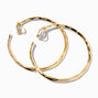 Gold-tone 60MM Molten Clip-on Hoop Earrings,