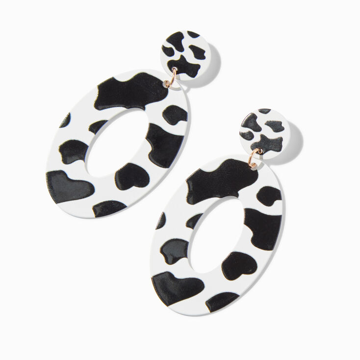 Cow Print 2.5&quot; Drop Earrings,