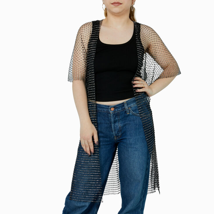  Black Mesh Kimono,