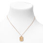 Gold Initial Rectangle Medallion Pendant Necklace - D,