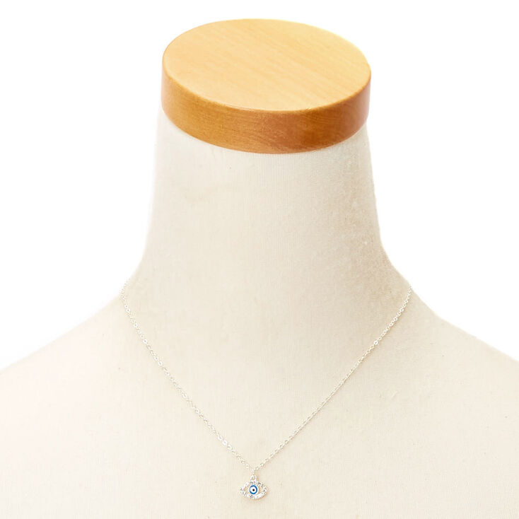 Silver Evil Eye Pendant Necklace,