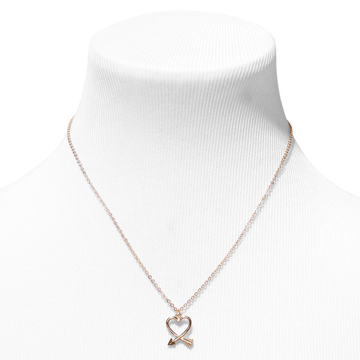 Gold Arrow Heart Pendant Necklace,