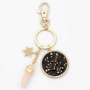 Gold Mystical Gem Zodiac Keychain - Virgo,