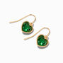 Green Heart 0.5&quot; Gold Drop Earrings,