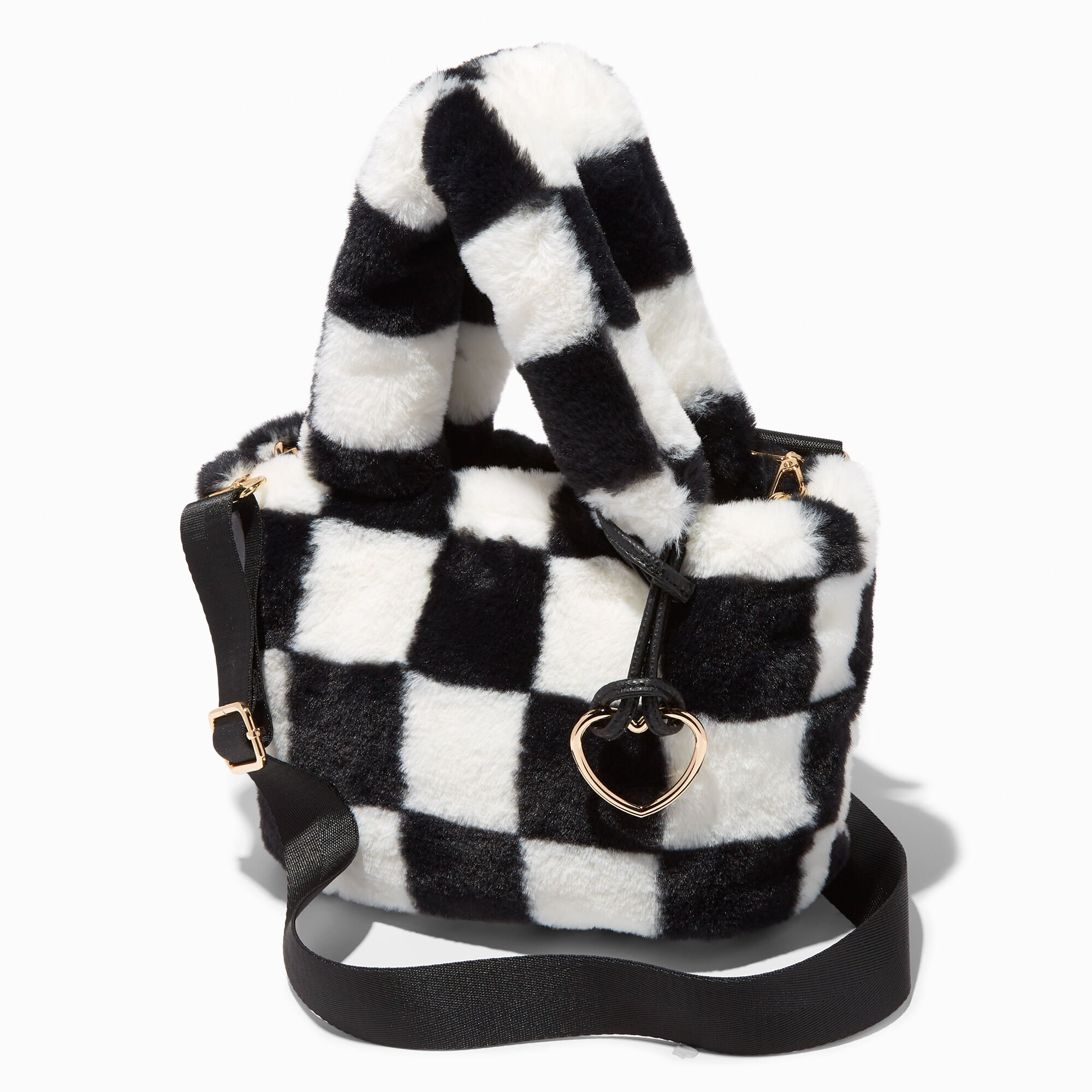 Black and white checkered purse clearance