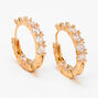Gold 20MM Cubic Zirconia Stone Hinge Hoop Earrings,