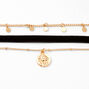 Gold &amp; Black Lion Cord &amp; Chain Choker Necklaces - 3 Pack,