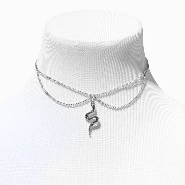 Burnished Silver Snake Choker Necklace,