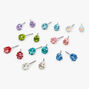 Pastel Rainbow Round Stud Earrings - 9 Pack, 4MM,