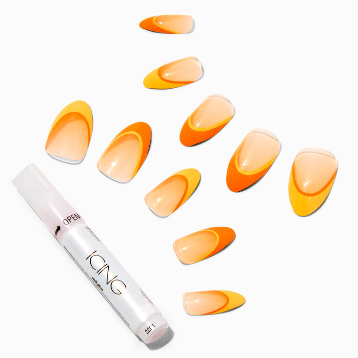 Monochromatic Orange Tip Stiletto Vegan Faux Nail Set - 24 Pack,