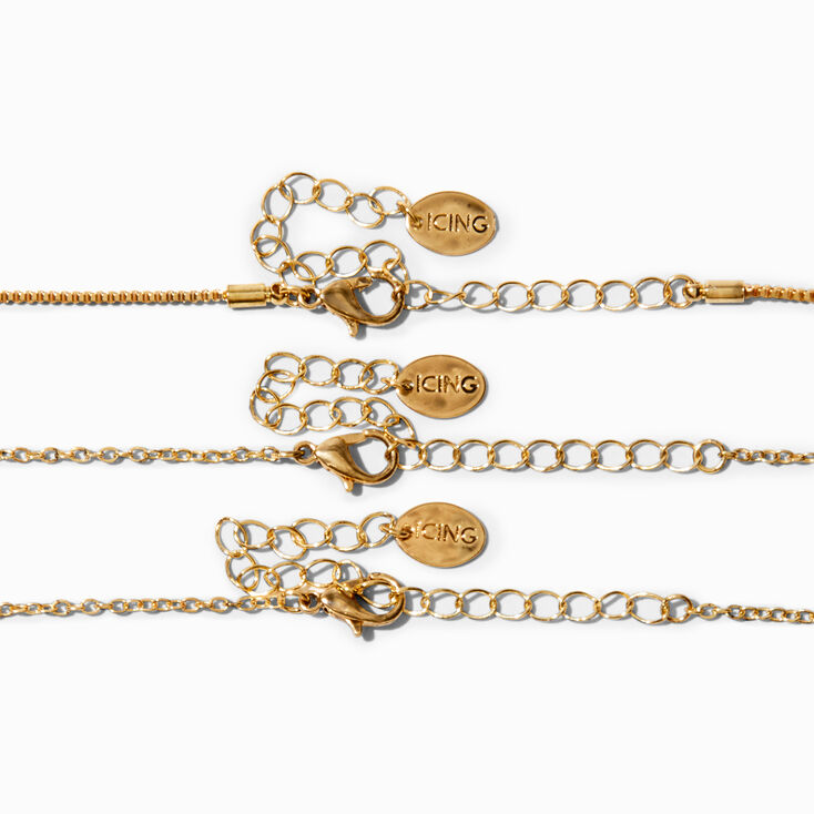 Blue Bead &amp; Gold Celestial Choker Necklaces - 3 Pack,