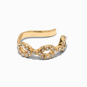 Gold Crystal Chainlink Faux Lip Ring,