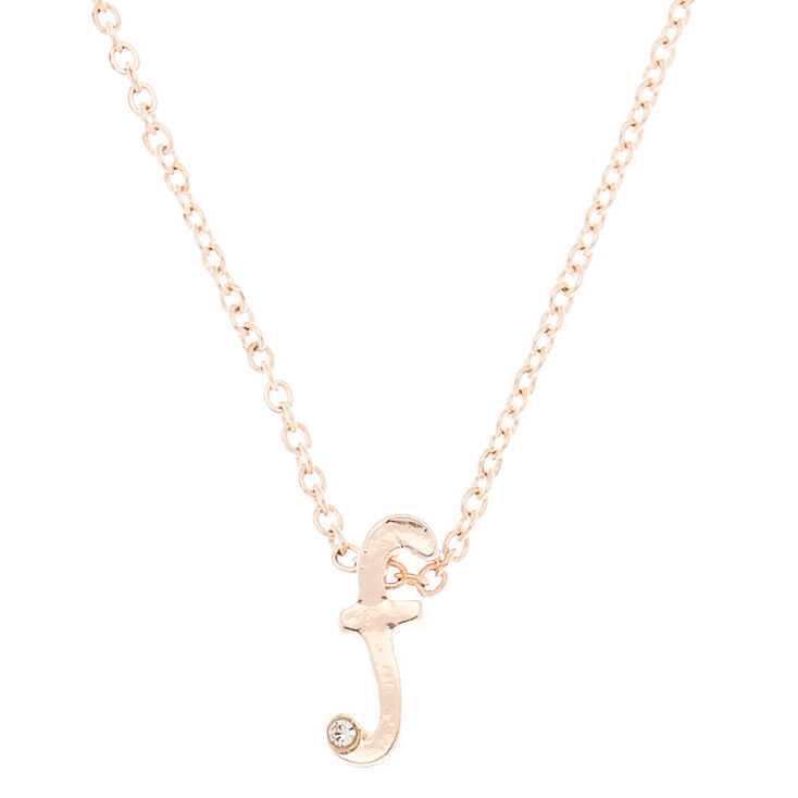 Rose Gold Cursive Initial Pendant Necklace - F,