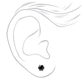 Black Titanium Cubic Zirconia Round Stud Earrings - 4MM,