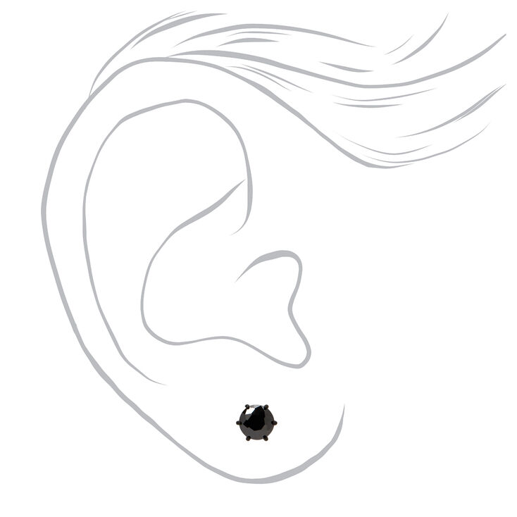 Black Titanium Cubic Zirconia Round Stud Earrings - 4MM,