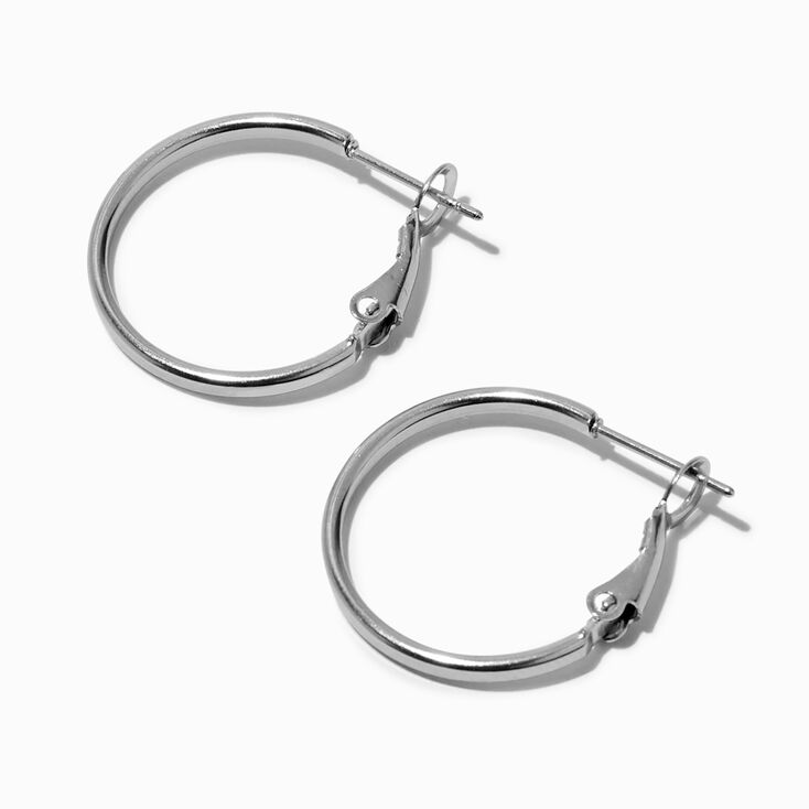 Silver-tone Stainless Steel 20MM Hoop Earrings,