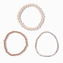 Rose Gold Pearl Stretch Bracelets &#40;3 Pack&#41;,