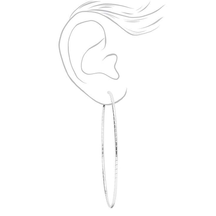 Silver Textured Hoop Earrings - 3 Pack,