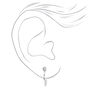 Silver 15 MM Crystal Star Half Hoop Earrings,