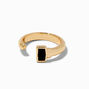 Black Enamel Icon Gold-tone Ring Set - 3 Pack,