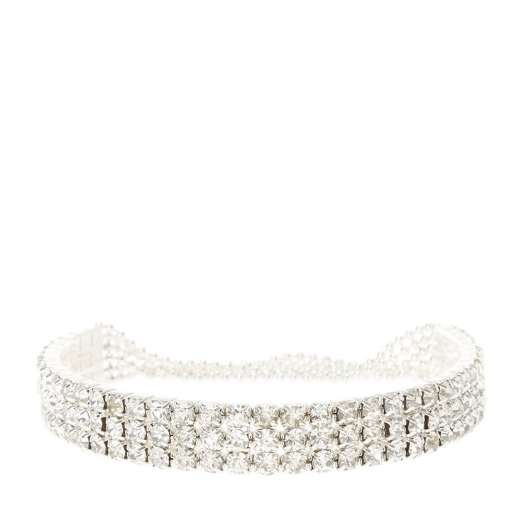 Crystal Rows & Pearl Stretch Bracelet,